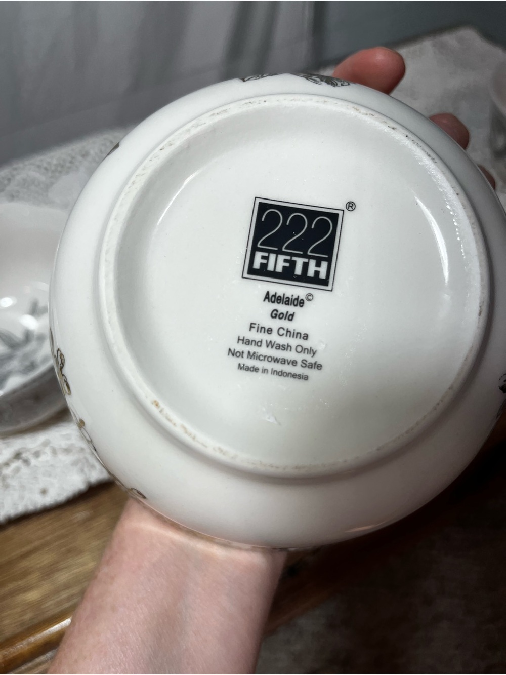 222 Fifth Adelaide Bowl Set of 4 Gold Silver Fine China Floral Bird Cereal Bowls - Picture 6 of 16